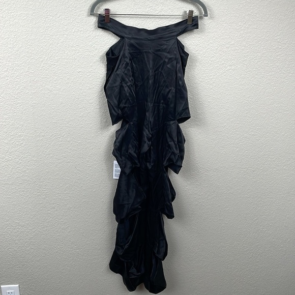 New Topshop Slash Wide Leg Cutout Satin Pants In Black Limited Edition Sz 6 - Picture 7 of 14